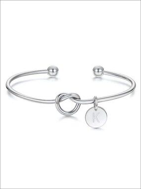 Initial Tie Knot Bracelet Stainless Steel Adjustable Gift